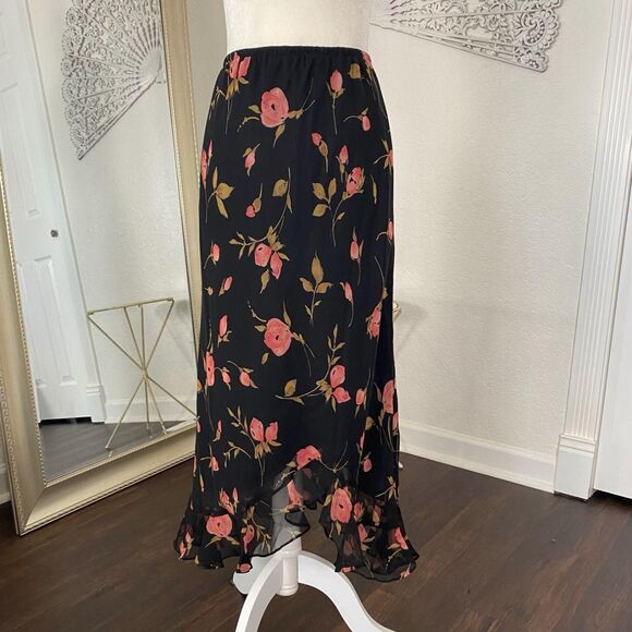 Vintage 90s Witchy Whimsygoth Black Mesh Asymmetric Midi Maxi Skirt 10 P - Picture 5 of 8